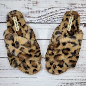 Lucky Brand Marana Faux Fur Leopard Print Slides | Size 9